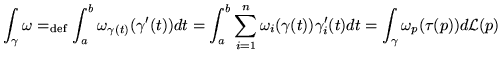 $\displaystyle{\int_{\ominus\gamma} \omega = -\int_\gamma \omega}$